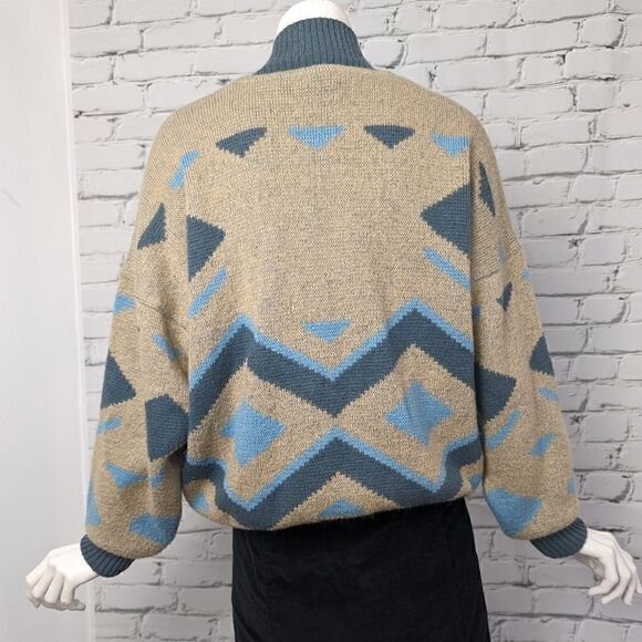 Vintage Knit Vneck, Geometric pattern, Rodier Paris, loose fit - Picture 6 of 8